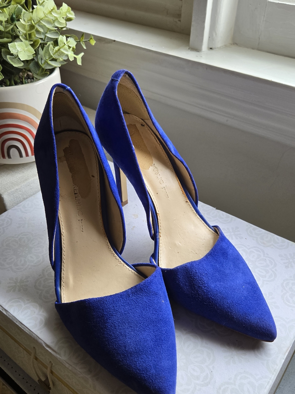 Banana Republic Cobalt Blue Suede Pointed-Toe Heels-Banana Republic